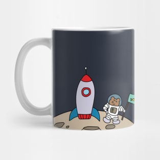 cute astronaut bear with rocketship on the moon Mug